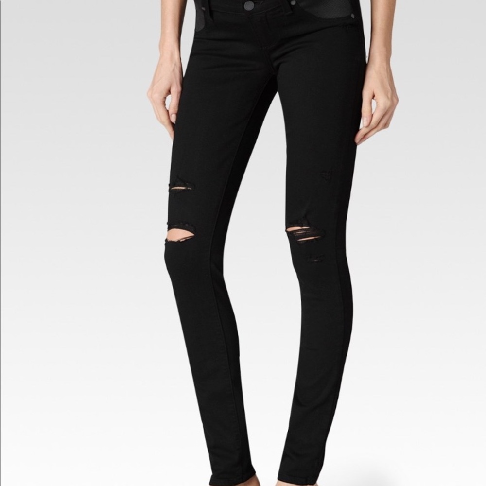 Paige Verdugo Ultra Skinny Black Destructed Jeans